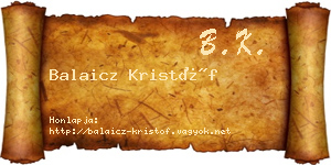 Balaicz Kristóf névjegykártya